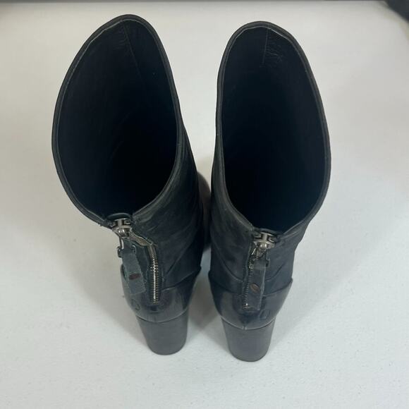 Marsey Boots Women's Size 36 .5 5.5 Black Leather Zip Up Block Heel Punk - Picture 5 of 12
